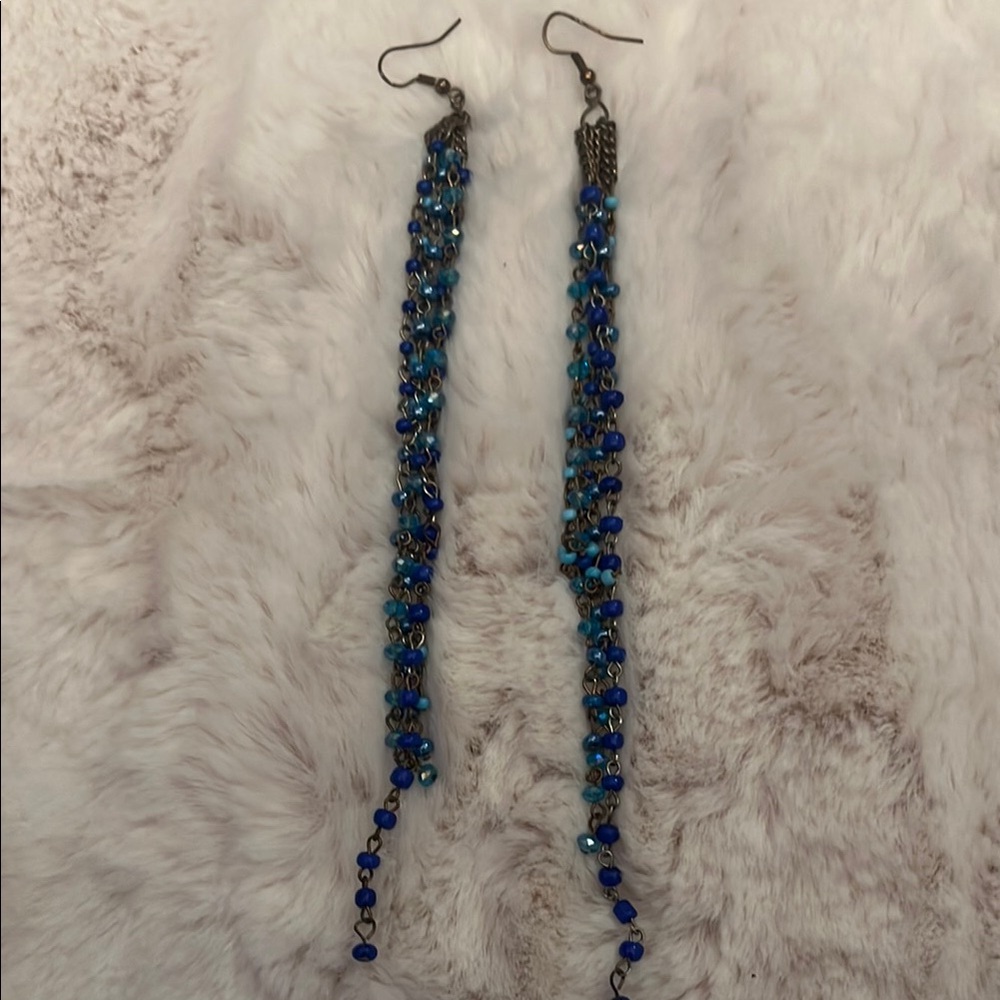 Elegant Blue Beaded Earrings